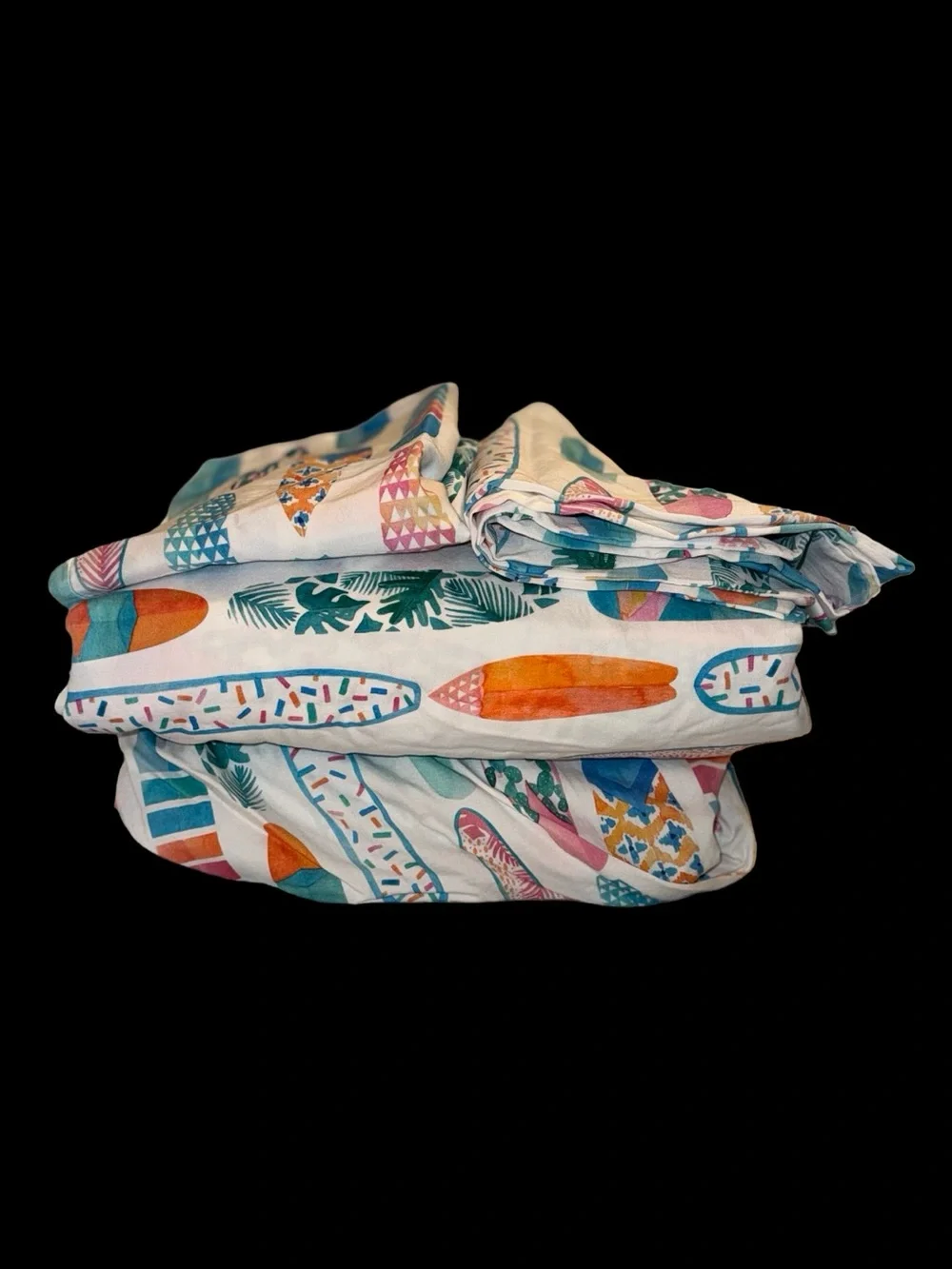Spoonflower Queen Bed Sheet Set in Surfboards Medium Scale Watercolor Print